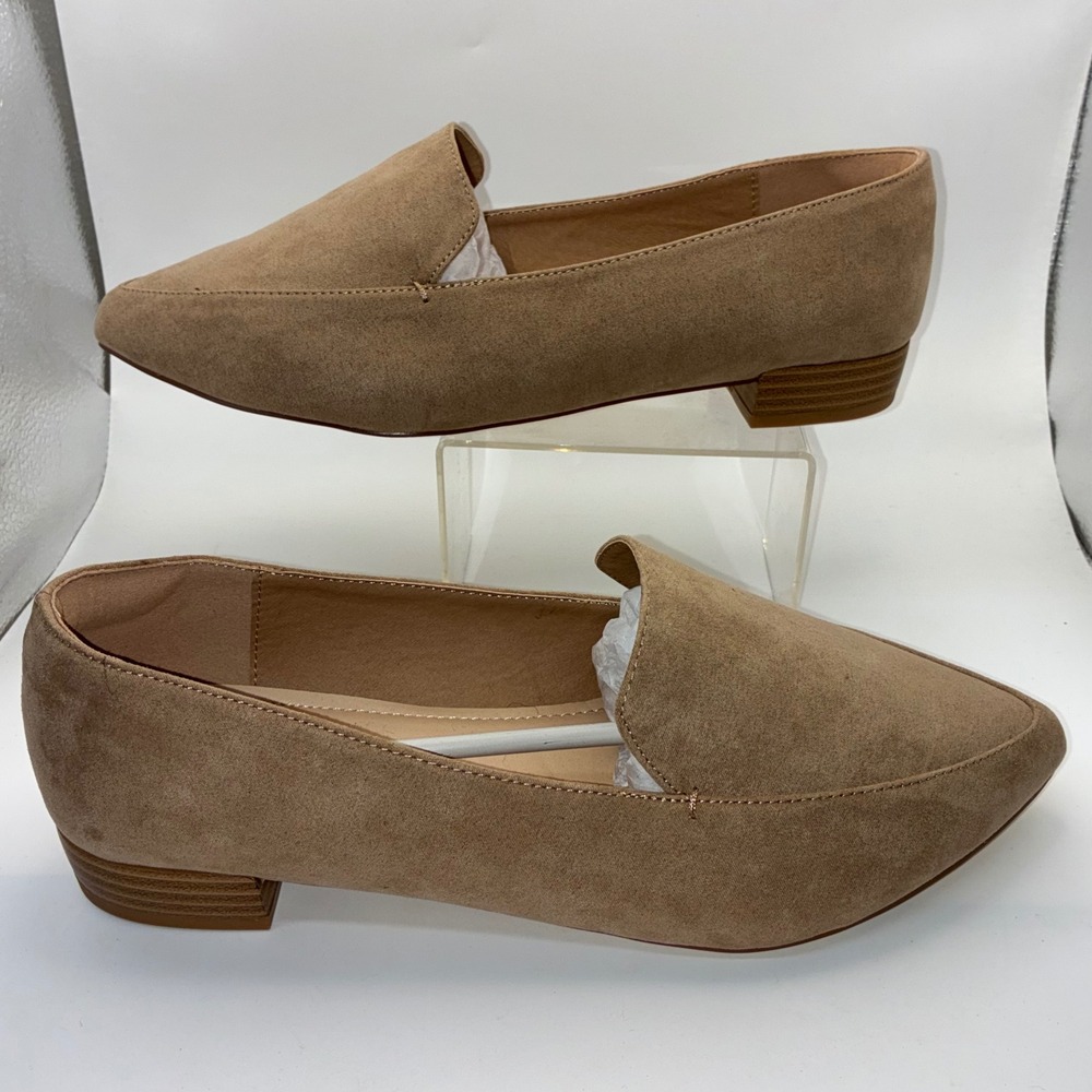 JustFab‎ Kyndria-E Tan Faux Suede Pointed Toe Loafers Flats Womens Size 9